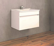 Mobile Bagno Sospeso con Lavabo in Porcellana - 1 Cassetto - Il Mobile è MONTATO - Modello Soki (60 cms, Bianco)