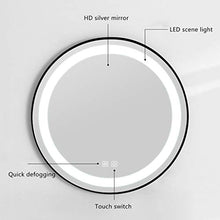 Specchio da bagno Illuminato con Luce a LED Specchio Rotondo da Parete Specchio per Il Trucco Alta Nebbia Trasparente Specchio Argento Interruttore Smart Touch, Adatto per Bagno/Hotel/Barbiere