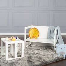Roba Sgabello per Bambini in Stile Country, Utilizzabile, Girandolo, su Varie Posizioni e Quindi a 3 Diverse Altezze di Seduta, Legno Laccato Bianco