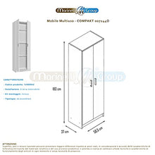 MarinelliGroup Armadio Multiuso armadietto Mobile Bagno casa Garage 2 Ante 4 Ripiani Bianco 59 X 37 X 180-7144