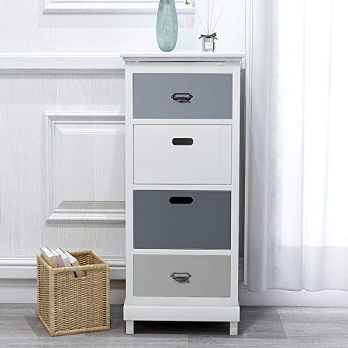 WGYDREAM Comodino Comodino Comodino in Legno Massello Grande Cassettiera Alta con 4 Cassetti Contenitore per Comodino Comodino Organizer per Camera da Letto Bagno Soggiorno