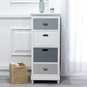 WGYDREAM Comodino Comodino Comodino in Legno Massello Grande Cassettiera Alta con 4 Cassetti Contenitore per Comodino Comodino Organizer per Camera da Letto Bagno Soggiorno