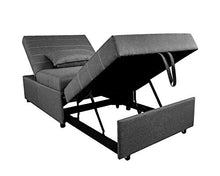 Gardenia Divano Strip Poltrona Pouf Letto Singolo in Tessuto con Cuscino Abbinato, Legno, Grigio