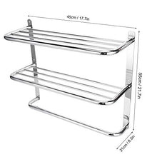Ausla - Portasciugamani da bagno in acciaio inox, a 3 livelli, con porta asciugamani, porta asciugamani e aste da bagno, 55 x 45 x 21 cm