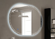 Specchiera specchio filo lucido, retroilluminato a led touch,cm.75x100 ovale decoro barocco