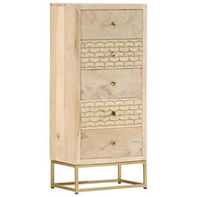 vidaXL Cassettiera Oro 45x30x105 cm in Legno Massello di Mango
