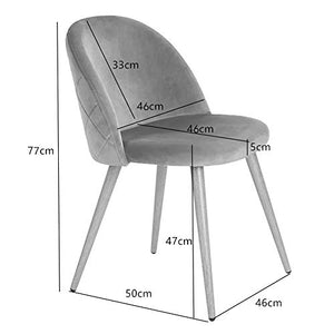 OFCASA Sedie sedie sala da pranzo Set da 2 in morbido velluto sedie schienale con gambe in metallo per sala da pranzo soggiorno ufficio mobili moderni hotel ristorante sedie(Grigio)