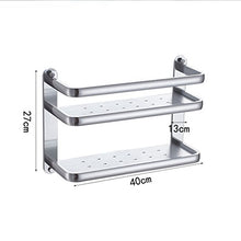 Dongyd Mensola da Bagno a 2 Livelli, Servizi igienici da Cucina Supporto da Parete Multifunzionale in Alluminio Spazio Argento, 27 cm * 40 cm * 13 cm
