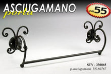GI Serie arredo Bagno in Metallo Decorato Nero e Ceramica (portasciugamani ad Anello)