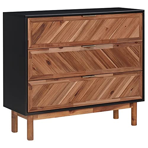 vidaXL Legno Massello di Acacia Credenza Arredamento Dispensa Scaffalatura Buffet Madia Armadietto Mobiletto Mobile 90x33,5x80 cm in MDF