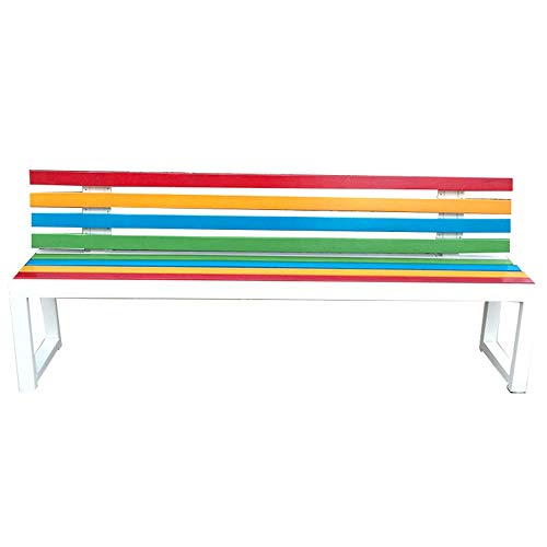 Panca da giardino per terrazza Mobili da giardino sedie da veranda, panchina con struttura in acciaio e sedili in legno massello anticorrosivo, panchina per il tempo libero resistente alle intemperie