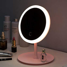 Shuoshikj - Specchio da trucco con luce a LED, luce di riempimento, regolabile, ricaricabile con angolo LED (rosa)