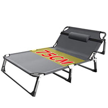 XUSHEN-HU Sedia Pieghevole Heavy Duty con Cuscino, Grigio Extra Largo Sdraio for Il Campeggio Esterno, 350kg