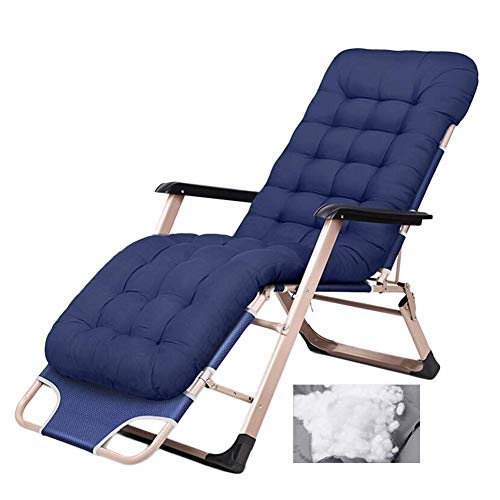 Hfyg Lettino Prendisole Sedie a Sdraio per Patio a gravità Zero Sedie a Sdraio Pieghevoli in Giardino Sedie a Sdraio per Esterni reclinabili 200kg con Cuscini Chaise Longue (Color : Blue)