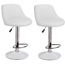 Set di 2 sgabelli per sala da pranzo in similpelle, altezza regolabile, ristorante/bar / girevole, colore: bianco
