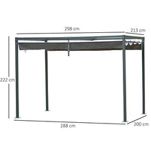 Outsunny Gazebo Pergola con Telo Scorrevole in Metallo e Poliestere, Filtra Raggi UV, per Esterni, 298 x 213 x 222 cm