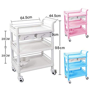 Carrello Medico in ABS A Tre Strati/Carrello Multifunzionale per Assemblaggio/Carrelli per Attrezzature di Laboratorio Medico/Veicoli per Strumenti di Cambio, Carico 50 kg