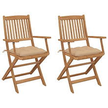 vidaXL Sedie da Giardino Pieghevoli 2 pz con Cuscini Massello Acacia