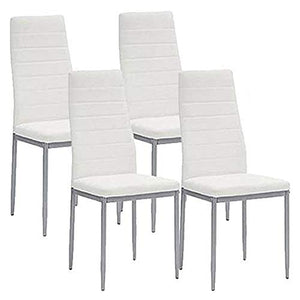 BAKAJI Set 4 Sedie Moderne Sala da Pranzo Salotto Cucina Seduta Imbottita Ecopelle Bianco 4X Sedie in Promo Struttura Silver e Rivestimento in Ecopelle Bianco