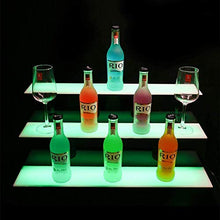 LOISK 3 Tiers Scaffale Portabottiglie LED Illuminato Bottiglia del Liquore Display Portabottiglie con Telecomando a 44 Tasti per Bar Ristoranti Case,800mm*330mm*210mm