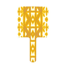Specchio a mano, giallo pima shibori quadrato palmare specchio con manico per trucco trucco casa salone viaggio uso 9 cm L x 16 cm L