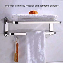 CHHD Portasciugamani, portasciugamani a Parete s Bagno ripiano Pieghevole in Acciaio Inox Doppio portasciugamani portasciugamani Appendiabiti con 5 Ganci per Bagno di casa Cucina WC Hot