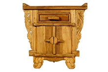 Windalf Handmade Natura - Comodino con cassetto ANNAEL 94 cm, con ornamenti in legno