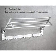 Portasciugamani Alluminio di alta qualità Towel Rack pieghevole Titolare del tovagliolo montato stoccaggio Scaffale con 5 ganci mobili della stanza da bagno stand Porta Salviette ( Dimensione : 60cm )