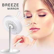 GEDHH Specchio per Il Trucco con Specchio cosmetico a Luce LED Specchio cosmetico ingranditore 5X con Ventola, Ricarica USB, 20 * 5 * 33,5 cm