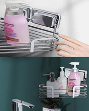 Con Sitcker Doccia Caddy Mensola Cestino, No Foratura, Autoadesivo Parete Bagno Storage Storage Shampoo Holder Organizzatore, Rack Cucina, Acciaio Inox