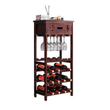 Jixi 4 Tier Solido Wine Rack Legno con cassetto Europea Classic Wine Bottle Holder Organizer Display Stand Grande ripiano Portavini Portabottiglie (Color : Wine Red)
