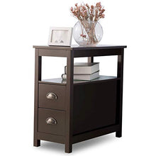 Q-HL Comodino Tavolino retrò Comodino con 2 Cassetti Divano Tavolino Robusto Notturno Stand Gabinetto Facile Assemblaggio per Soggiorno Ufficio Camera da Letto, Marrone