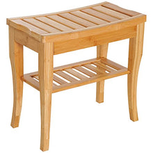 homcom Sgabello da Bagno in Bambù Naturale con Ripiano Portaoggetti per Anziani e Disabili Portata 100kg 47.5x26x44.5cm