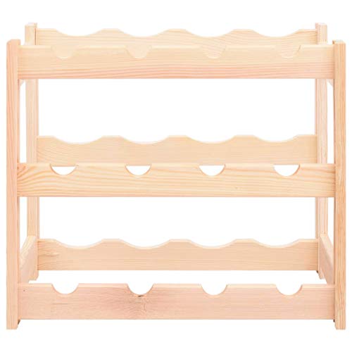Cikonielf Portabottiglie in legno a 3 livelli per 12 bottiglie, 43 x 25 x 38 cm, scaffale per bottiglie di vino
