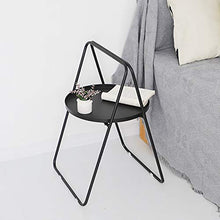 Jeriehouse Tavolino Rotondo in Metallo, tavolino da caffè Impermeabile Pieghevole con Vassoio Rimovibile per Soggiorno, Camera da Letto, Balcone e Patio, Facile da Montare (Color : Black)