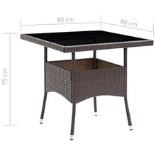 BIGTO - Tavolo da picnic per esterni, in rattan e vetro, decorazione bistrot marrone, 80 x 80 x 75 cm