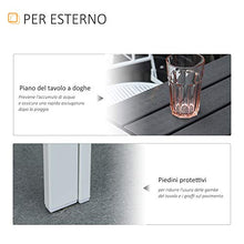 Outsunny Tavolo da Giardino Quadrato con Piano Effetto Legno, Arredamento da Esterno Grigio Scuro e Bianco, 78x78x74cm