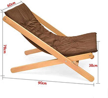 Sedia pieghevole in legno da giardino con cuscino in spugna ad alto rimbalzo e cuscino prendisole, sedia a sdraio per patio (colore: marrone)-marrone