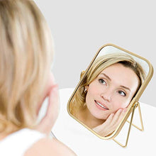 ZYCH Cosmetico Specchio da Toeletta Dorato per Specchiera per Il Salone di Bellezza della Camera da Letto Rotazione a 360 Gradi Specchietto Make up con Supporto Stile retrò Specchio Vanity