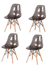 4 sedie trasparenti in policarbonato con gambe in legno massello di metallo, cucina, soggiorno, sala da pranzo, ufficio, camera da letto, scuola biblioteca all'aperto (grigio)