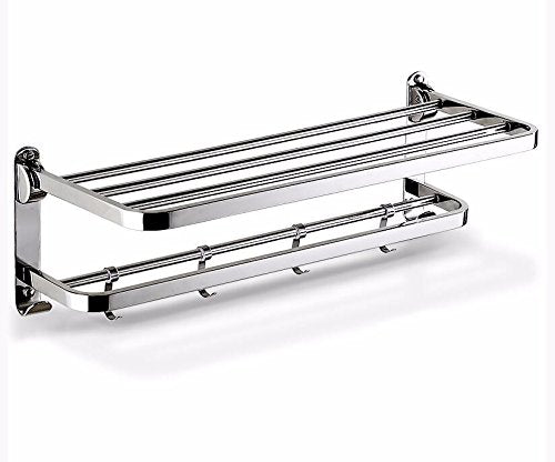 MBYW Portasciugamani Alto carico Portasciugamani Elegante da Bagno Mensola portaoggetti Porta Asciugamani, portaoggetti per Bagno, Acciaio Inossidabile, Pieghevole, Montaggio a Parete, 50 cm