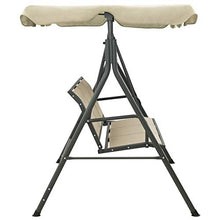 Tidyard Dondolo da Giardino 3 Posti in Tessuto con Baldacchino Tetto Antracite e Sabbia 170x110x153 cm,Dondolo da Esterno,Dondolo con Tetto,Dondolo 3 Posti,Dondolo con Tetto,Dondolo con Baldacchino