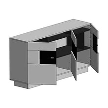 Homeface DENIRA 084-03 - Mobile alto per soggiorno, cassettiera e parte frontale: MDF lucido/antracite/3 porte, 8 scomparti chiusi, 1 scomparto in vetro (L x A x P) 160 x 85 x 43 cm, senza illuminazione a LED, senza decorazione