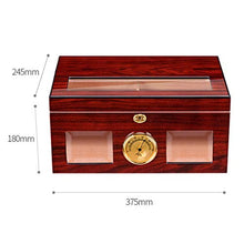 150 Sigari Raffreddamento Humidor Pine Sigaro Idratante Governo Piano Pittura Due Aree Di Stoccaggio Prospettiva Governo Igrometro Esterno ( Color : Red , Size : 37.5*24.5*18cm )