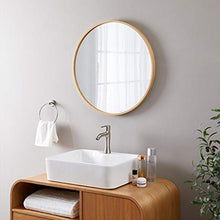 Specchio Rotondo da Parete in Legno di Betulla con Bordo Specchio per Trucco Specchio per Trucco Specchio per Rasatura HD Diametro Semplice 46cm