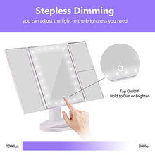 Lavcus Specchio per il Trucco Illuminato 24 Luci a LED Specchio Triplo Ingrandimento Pieghevole Specchi 1X/2X/3X/10X 180 ° Regolabili con Interruttore a Sensore Tattile (Bianca)