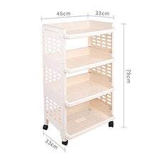 &ripiano di stoccaggio Scaffale, multifunzione da terra con ruote Trolley Mensola Bagno Soggiorno bagagli Rack a 4 strati Scaffale di finitura