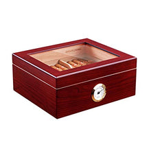 Humidor Scatola per Sigari in Legno Massello Idratante E umidità Costante Umidificatore in Legno di Cedro di Grande capacità Humidor Scatola per Sigari può Contenere 50 Sigari