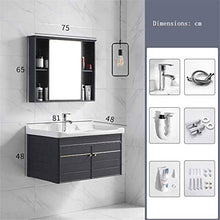 Set di Mobili da Bagno Simple Grey Bathroom Cabinet Combinato Armadio per lavabo a Muro Lavaggio a Muro Cabinet Set con Specchio (Color : Gray, Size : 48x81x48cm)