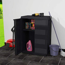 Armadietto basso da giardino, con 1 ripiano, colore: nero, 65 x 38 x 87 cm